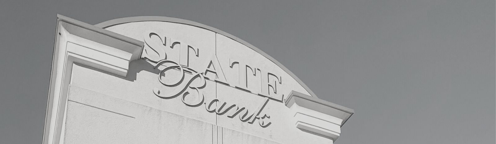 Black and white image of State Bank building